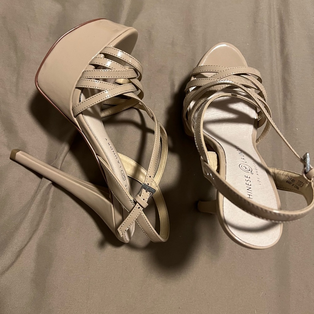 Chinese Laundry Tan Stiletto Heels Elegant Strappy Design